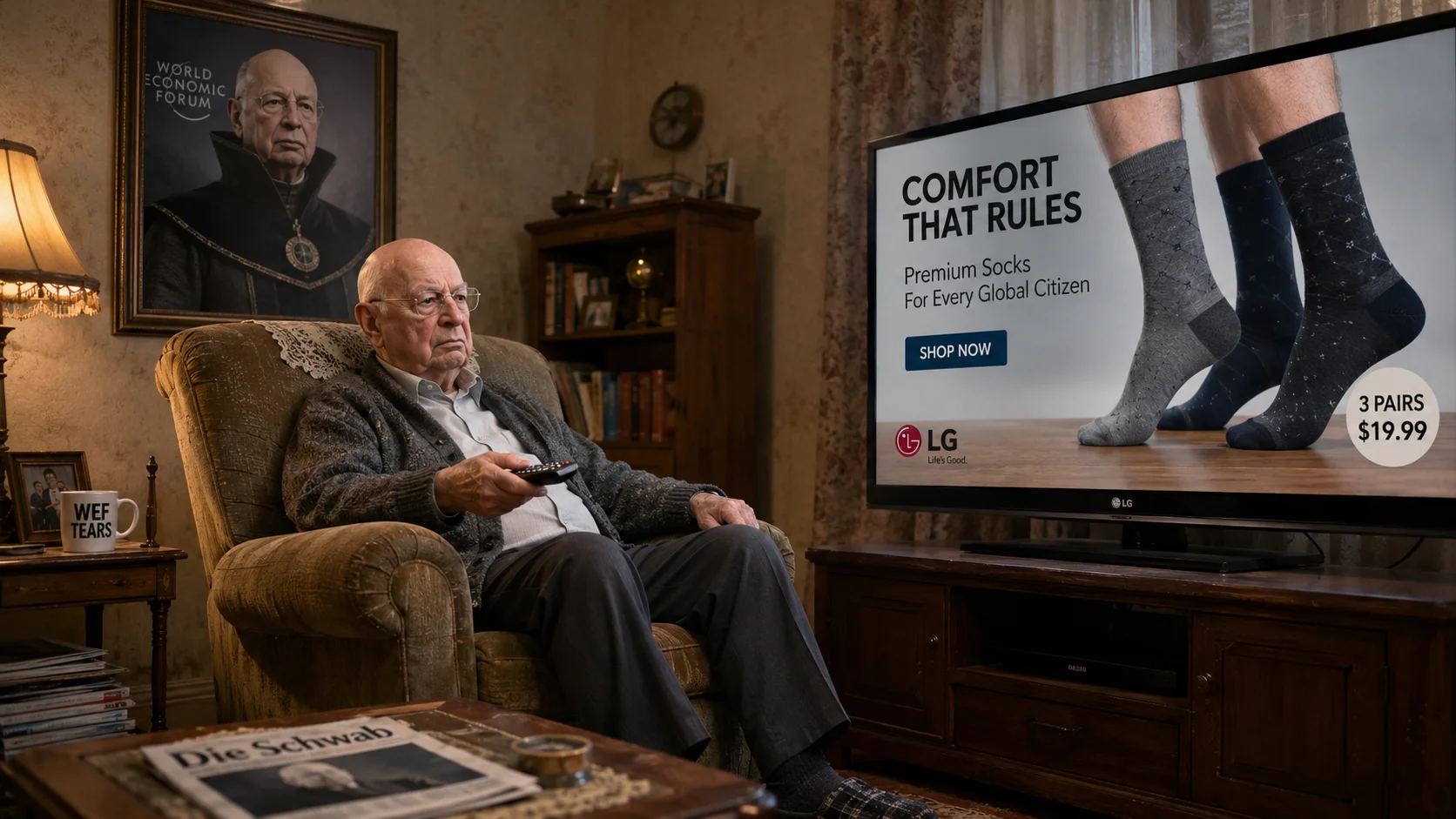 Paranoid Pensioner Klaus Schwab - My TV Is Listening… Give Me My Davos Job Back