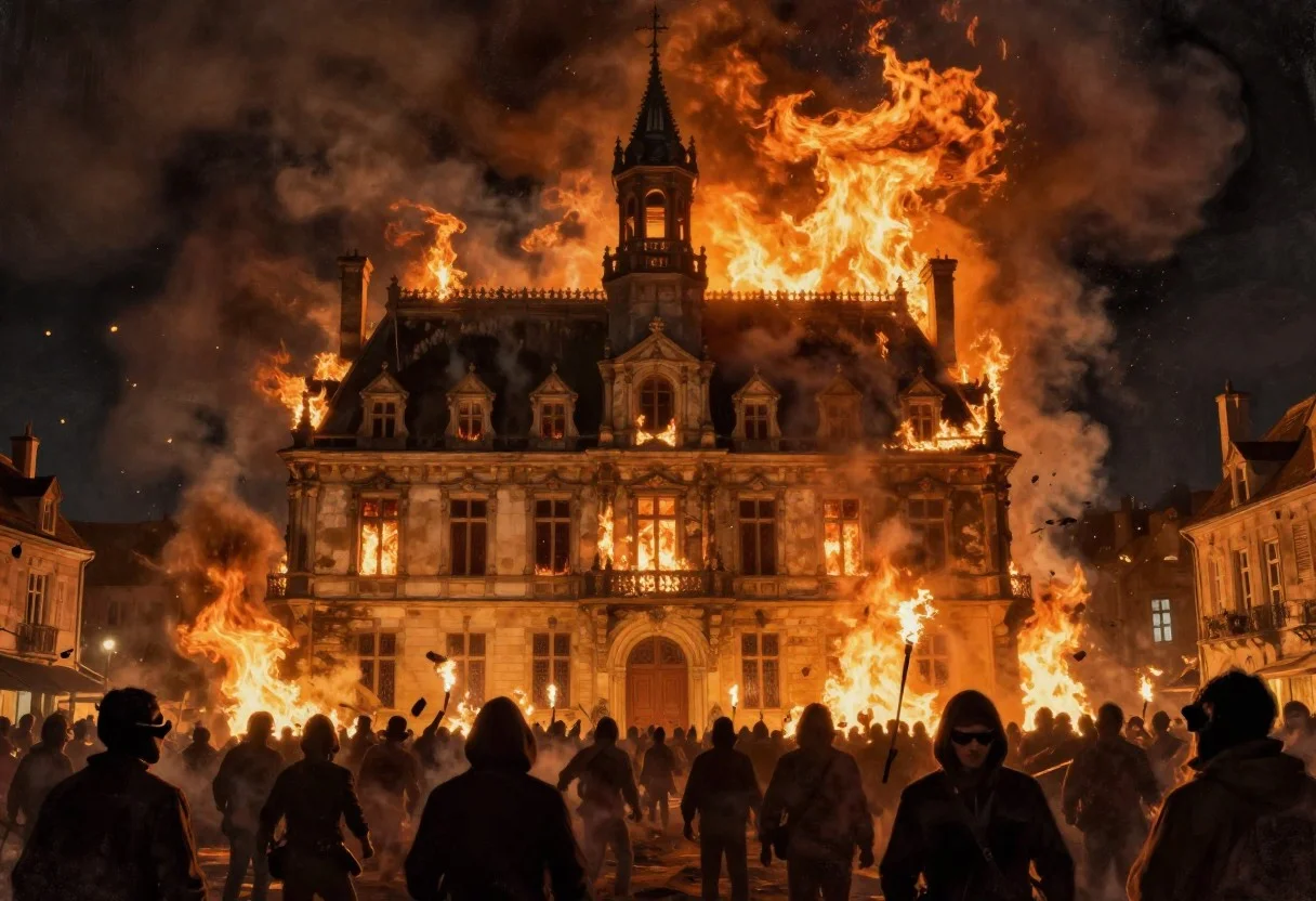Immigrants in France burnt the 143-year-old town hall in Limoges during protests